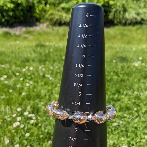 Handmade Champagne Aura Quartz Bracelet - 6 3/4" - Picture 6 of 6